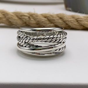 David Yurman WideCrossover Ring Size 7
